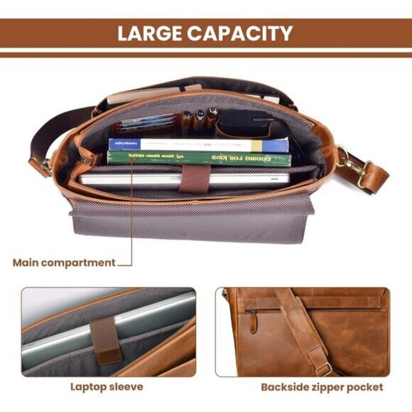 ⚡Leather Village Men & Women Red Vintage Leather Messenger Handmade Bag - Picture 5 of 8